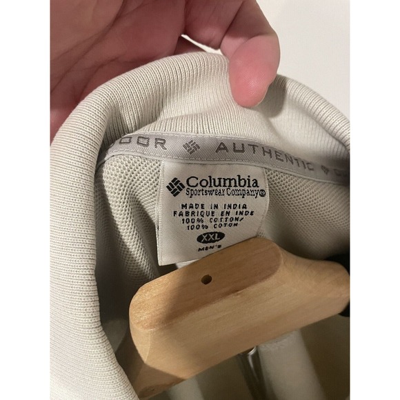 Vintage Columbia Outdoor Long Sleeve Shirt W/‎ Button Cream Colored XXL #105 - Picture 3 of 3